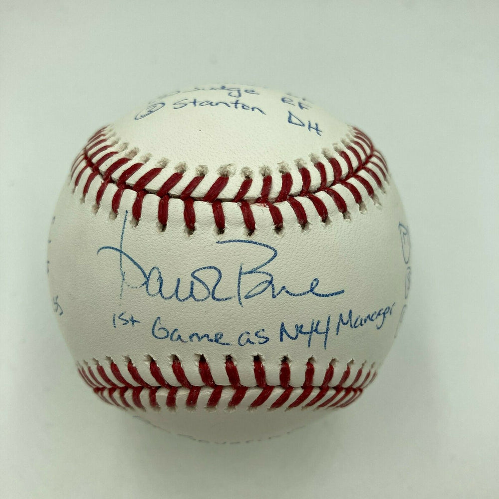 Aaron Boone 1st Game As Yankees Manager Signed Heavily Inscribed Baseball MLB