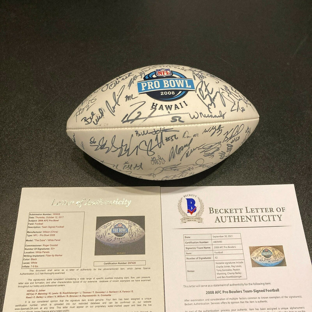 2008 Pro Bowl Team Signed Football Peyton Manning Ben Roethlisberger JSA COA