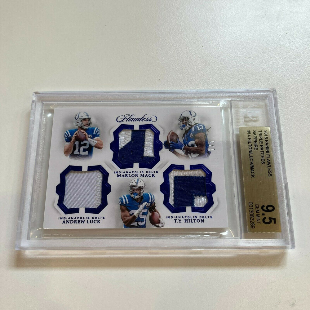 2018 Panini Flawless Andrew Luck T.Y. Hilton Triple Patches 1/5 BGS 9.5 Gem MINT