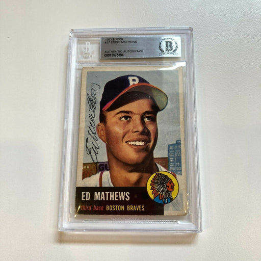 1953 Topps Eddie Mathews #37 Signed Autographed Baseball Card BGS Beckett