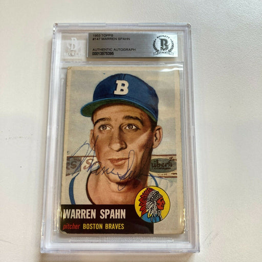 1953 Topps Warren Spahn #147 Signed Autographed Baseball Card BGS Beckett