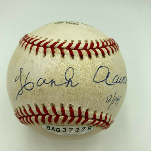 Hank Aaron Signed STAT National League Baseball With UDA Hologram & PSA DNA COA
