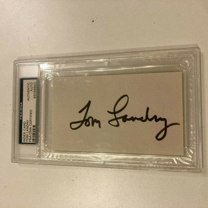 Tom Landry Signed Autographed Index Card PSA DNA COA Dallas Cowboys