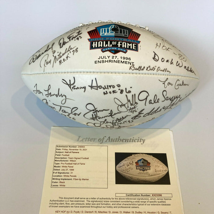 Tom Landry 1996 Hall Of Fame Induction Multi Signed Football 31 Sigs JSA COA