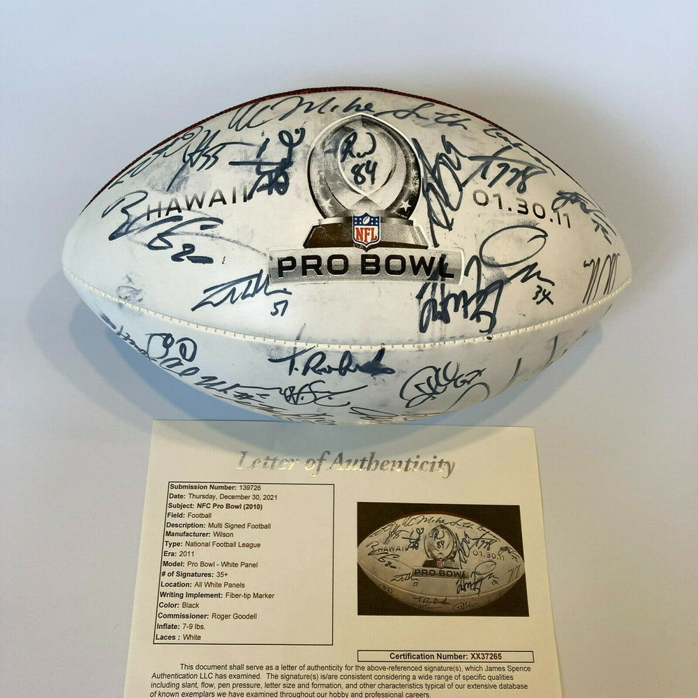 2010 Pro Bowl Team Signed Football 40 Sigs Drew Brees Matt Ryan JSA COA