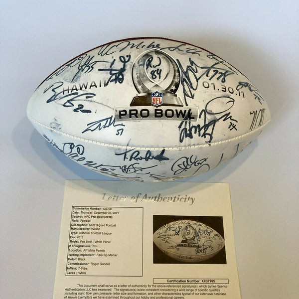 2010 Pro Bowl Team Signed Football 40 Sigs Drew Brees Matt Ryan JSA COA