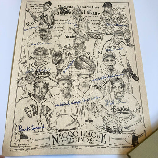 Negro League Legends Multi Signed Poster 12 Sigs Monte Irvin Buck Leonard