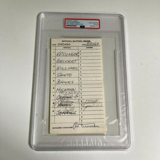Leo Durocher Signed Original 1969 Chicago Cubs Game Used Lineup Card PSA DNA