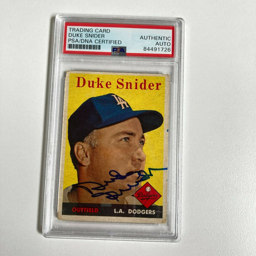 1958 Topps Duke Snider Signed Baseball Card Los Angeles Dodgers PSA DNA COA