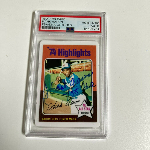 1975 Topps Hank Aaron 755 Home Runs Signed Porcelain Baseball Card PSA DNA