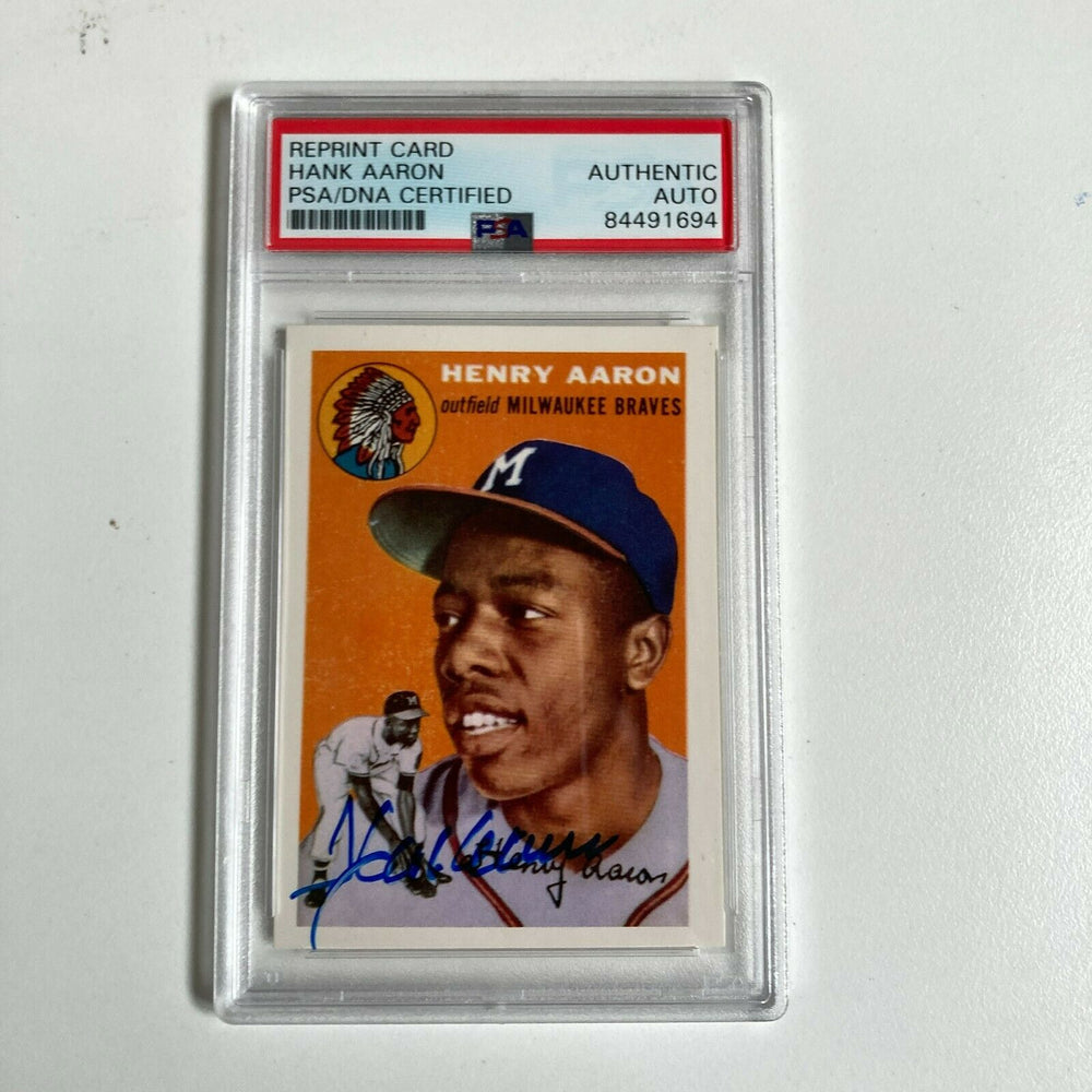 1954 Topps Hank Aaron Signed Autographed Rookie Rc RP Baseball Card PSA DNA COA