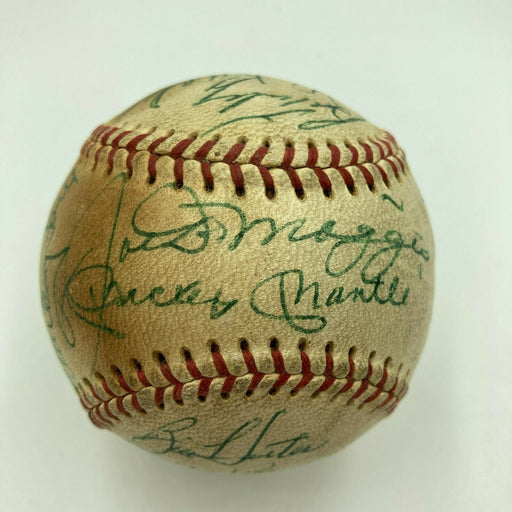 Mickey Mantle Joe Dimaggio 1971 Yankees Old Timers Day Signed Baseball JSA COA