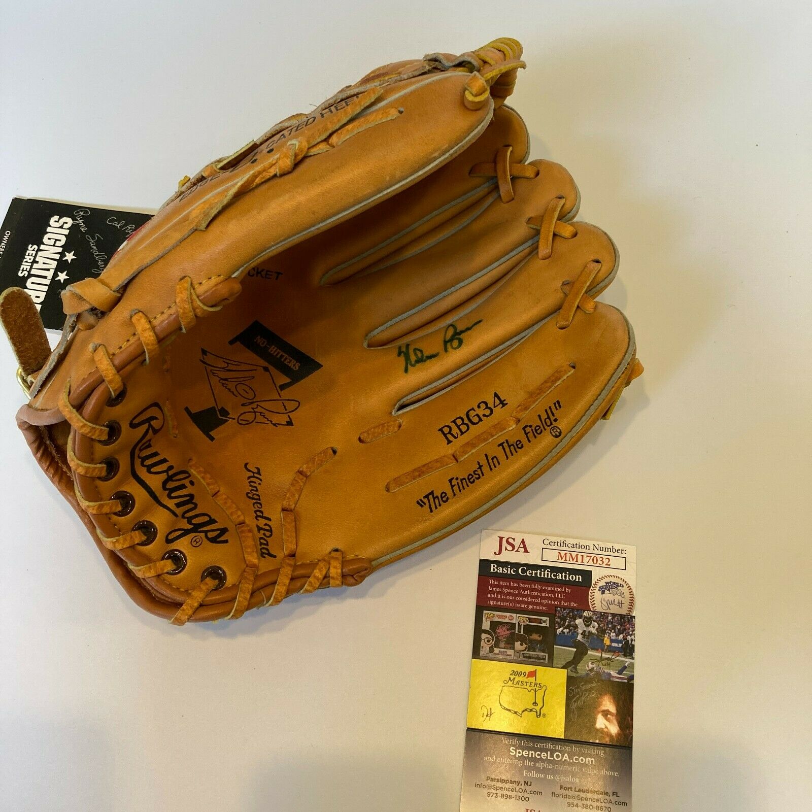 Nolan Ryan 7 No Hitters Signed Heavily Inscribed STATS Baseball Glove PSA  DNA