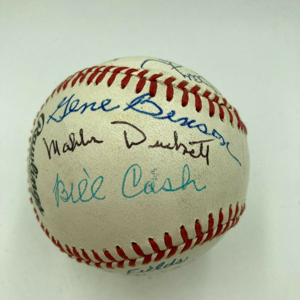 Negro League Legends Signed Baseball Wilmer Fields Leon Day Benson Manning JSA