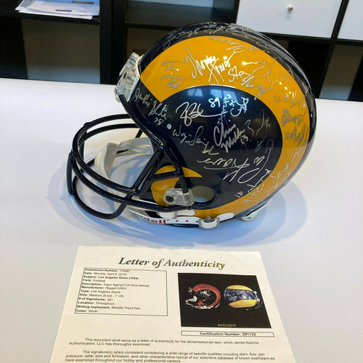 1994 Los Angeles Rams Team Signed Authentic Game Model Helmet 40 Sigs JSA COA