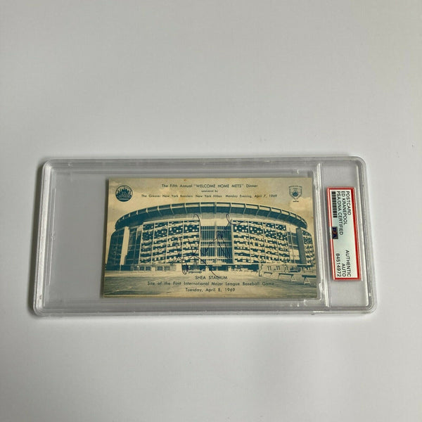 Ed Kranepool Signed 1969 New York Mets Shea Stadium Postcard PSA DNA RARE
