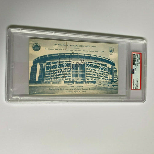 Tom Seaver Signed 1969 New York Mets Shea Stadium Postcard PSA DNA RARE