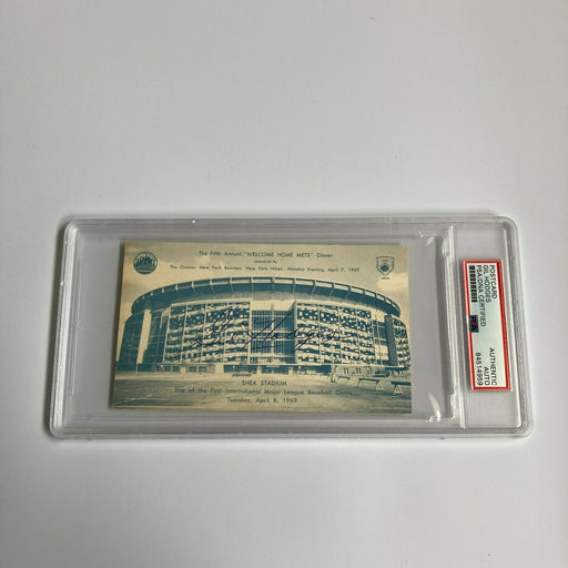 Gil Hodges Signed 1969 New York Mets Shea Stadium Postcard PSA DNA RARE