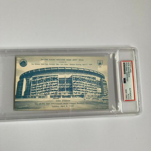 Ron Swoboda Signed 1969 New York Mets Shea Stadium Postcard PSA DNA RARE