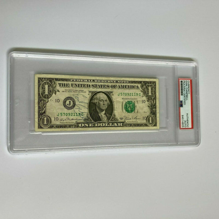 Earl Campbell Signed Autographed $1 One Dollar Bill PSA DNA COA NFL