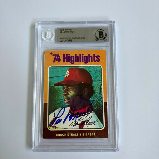 Lou Brock Signed Autographed 1975 Topps Baseball Card BGS