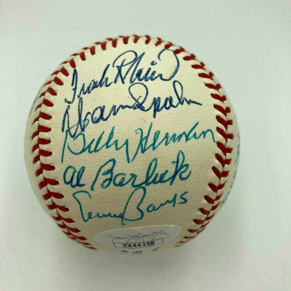 Beautiful HOF Multi Signed Baseball Ernie Banks Eddie Mathews 21 Sigs JSA COA
