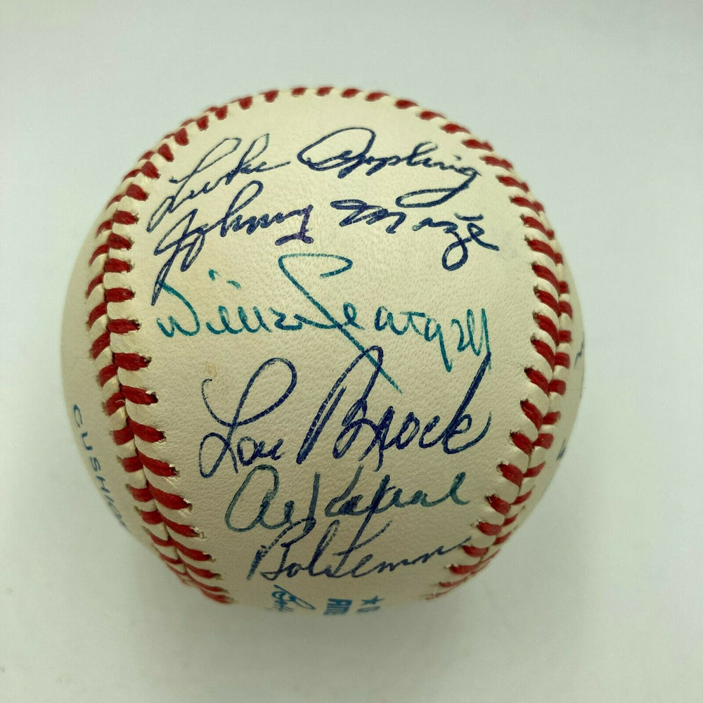 Beautiful HOF Multi Signed Baseball Willie Stargell Lou Brock 12 Sigs JSA COA
