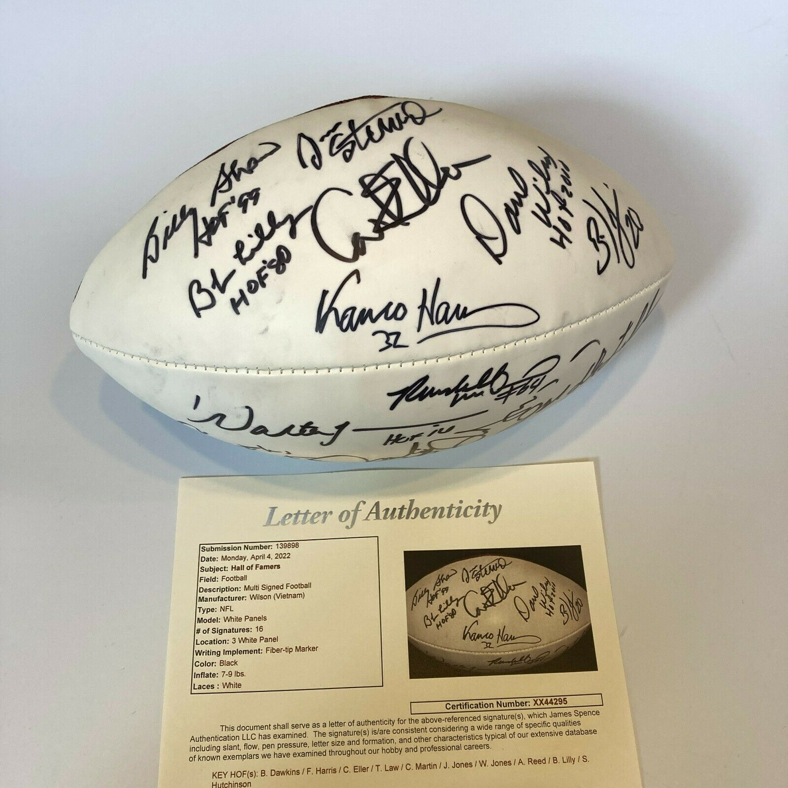 Franco Harris Hall Of Fame Legends Multi Signed Football With 16 Sigs JSA  COA