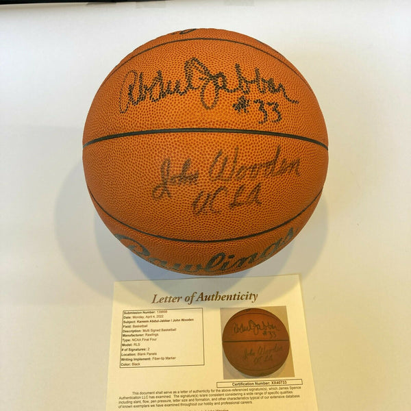 Kareem Abdul-Jabbar & John Wooden UCLA Signed NCAA Basketball JSA COA