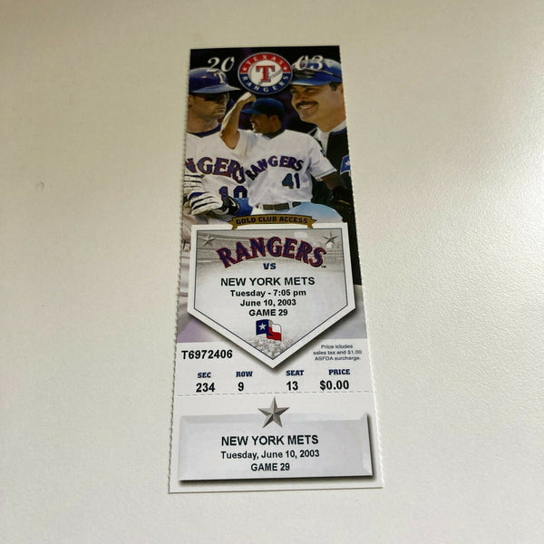 Jose Reyes New York Mets MLB Debut First Game Original Ticket June 10, 2003
