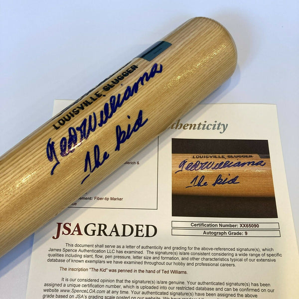 Beautiful Ted Williams "The Kid" Signed Inscribed Game Model Bat JSA MINT 9