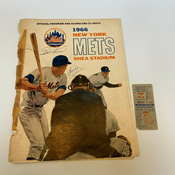 1966 New York Mets Vintage Program With Original Ticket
