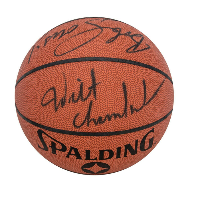 Wilt Chamberlain Kareem Abdul Jabbar NBA Legends Signed Basketball With JSA COA