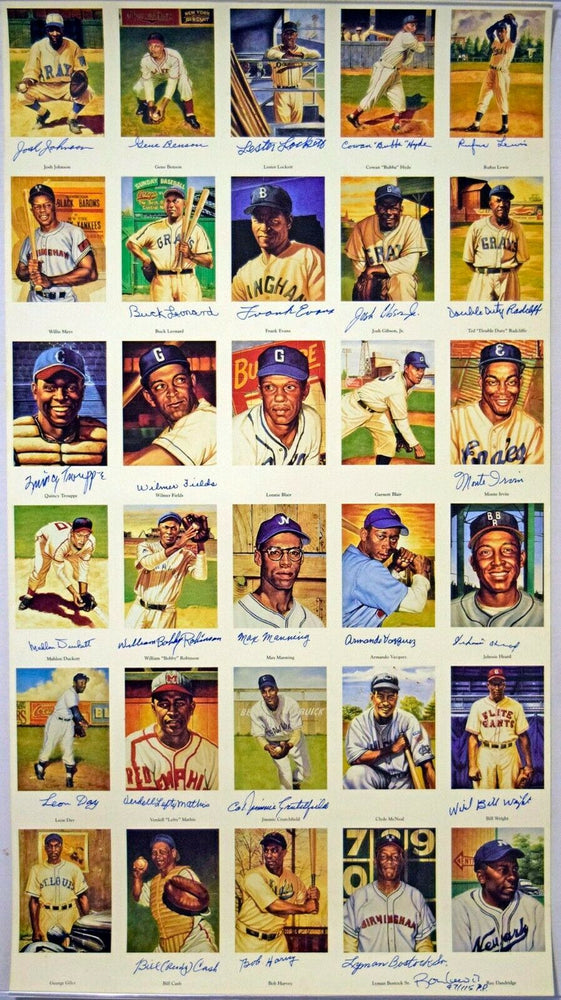 Rare Ron Lewis Negro League Complete Set Uncut Sheet 24 Signatures JSA COA