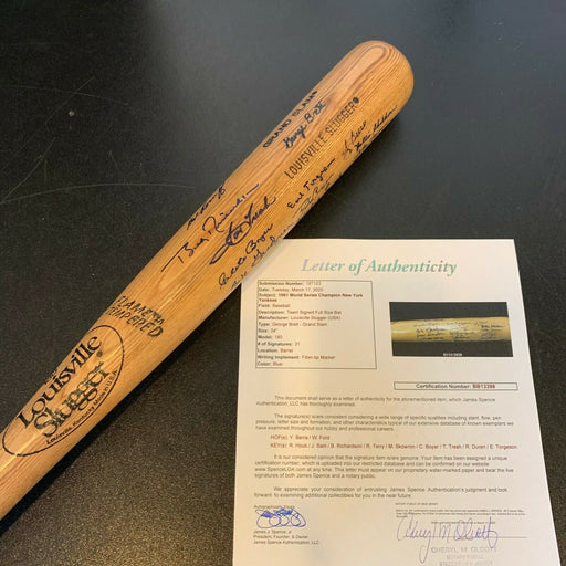 1961 New York Yankees World Series Champs Team Signed Bat 31 Sigs With JSA COA