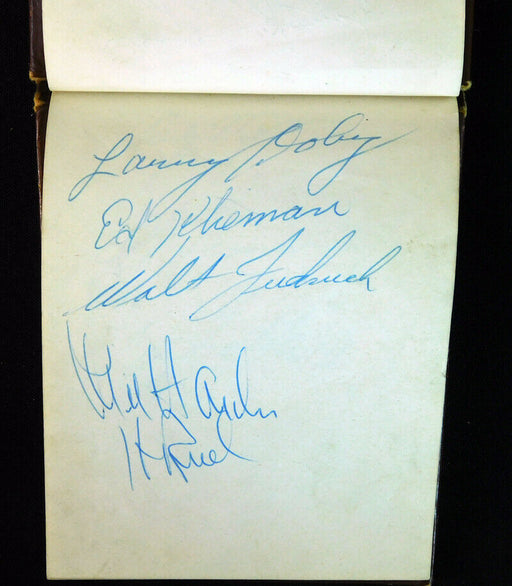 1948 World Champions Cleveland Indians Team Signed Book Satchel Paige SGC COA