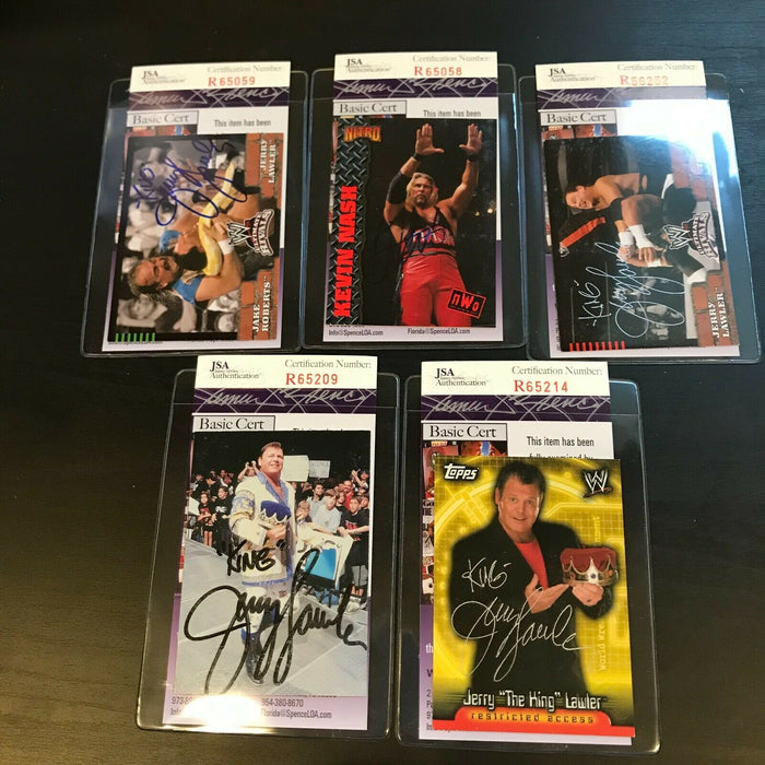 Lot Of (5) Jerry Lawler WWE Signed Autographed Wrestling Cards JSA COA
