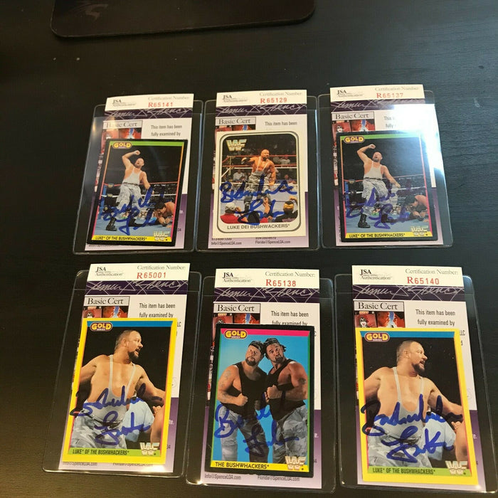 Lot Of (6)  Luke Bushwacker WWF Signed Autographed Wrestling Cards With JSA COA