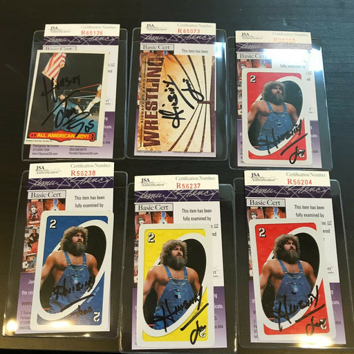 Lot Of (6) Hillbilly Jim WWF Signed Autographed Wrestling Cards With JSA COA