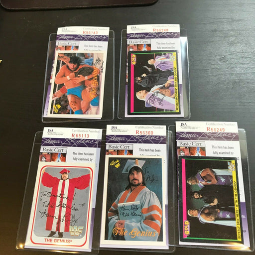 Lot Of (5) Lanny Poffo The Genius Signed Autographed Wrestling Cards JSA COA