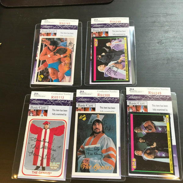 Lot Of (5) Lanny Poffo The Genius Signed Autographed Wrestling Cards JSA COA