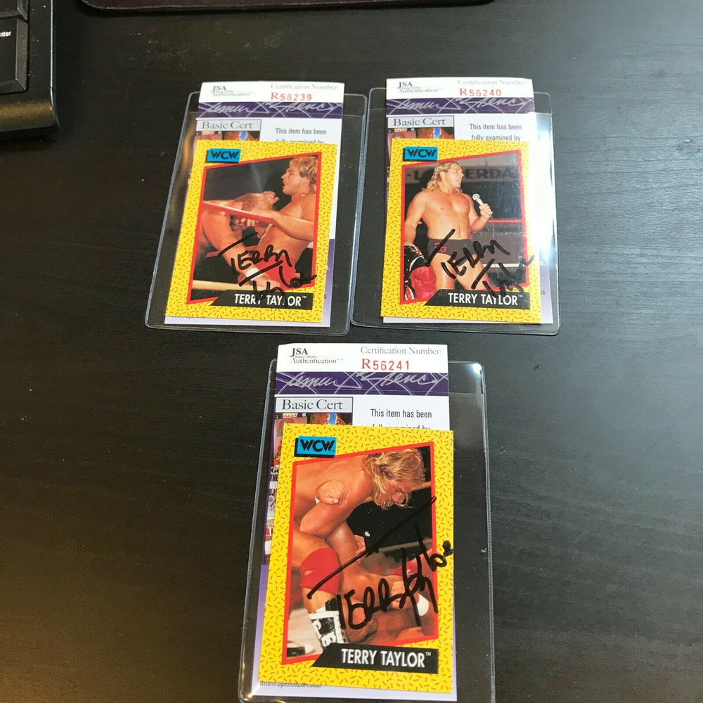 Lot Of (3) Terry Taylor WWE Signed Autographed Wrestling Cards JSA COA