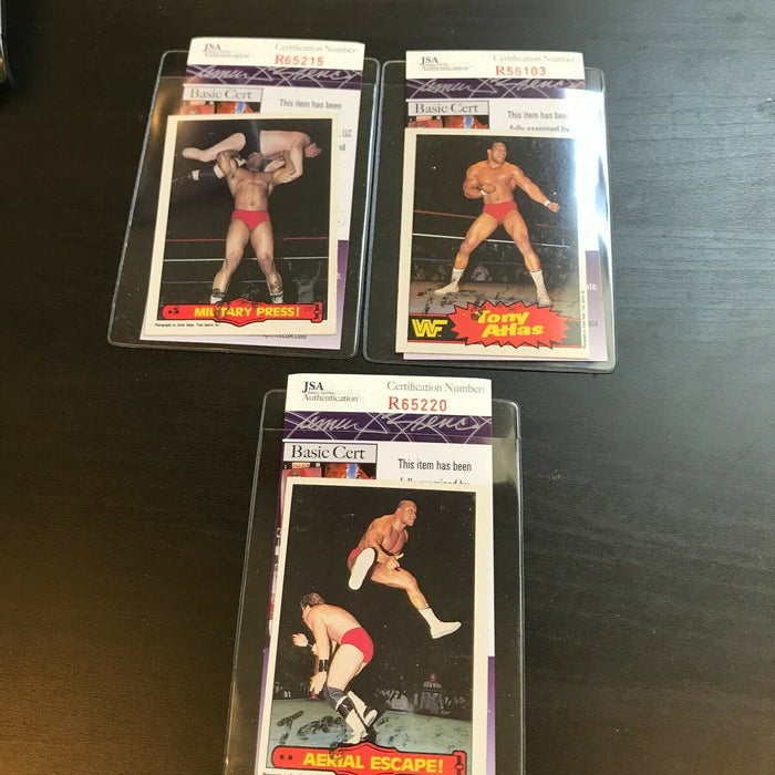 Lot Of (3) Tony Atlas WWE Signed Autographed Wrestling Cards JSA COA