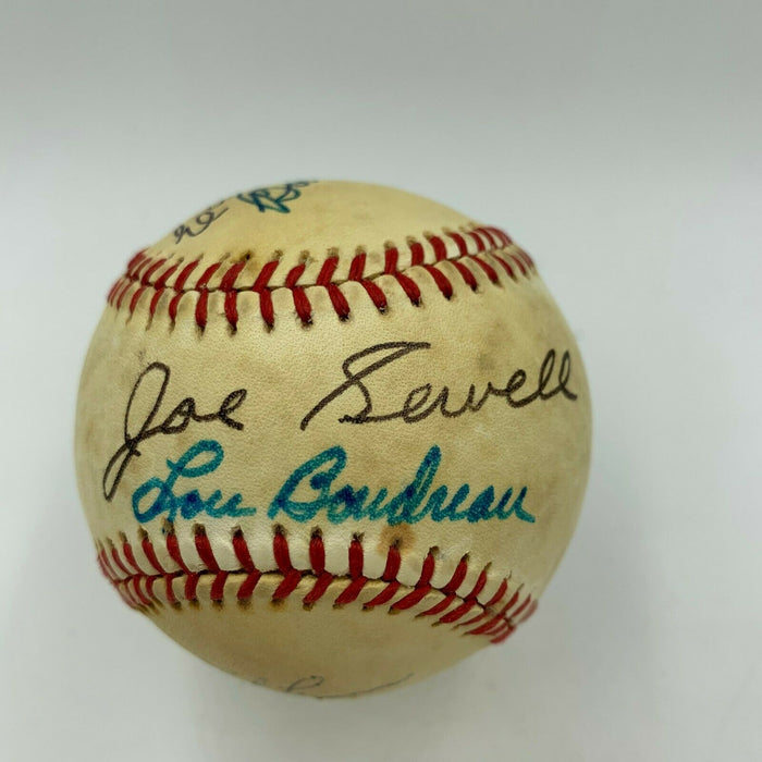 Earl Averill Early Wynn Bob Feller Cleveland Indians Legends Signed Baseball JSA