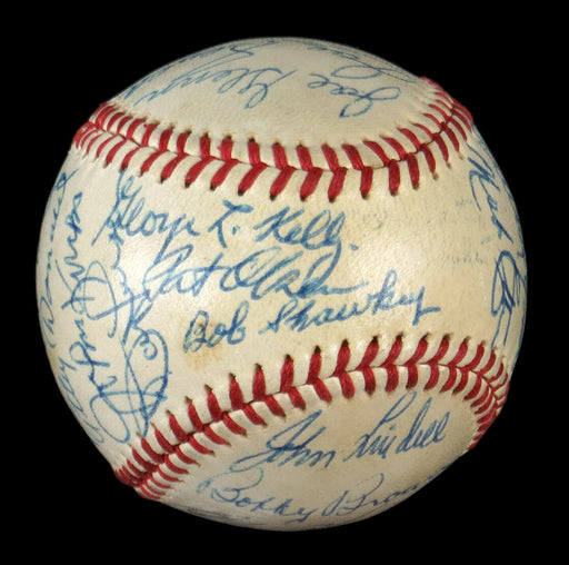 Beautiful 1920's-50's Yankees Legends HOF Signed AL Baseball 25 Sigs JSA COA