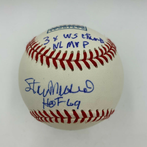 Stan Musial "HOF 1969 3x W.S. Champs NL MVP" Signed Inscribed Baseball Steiner