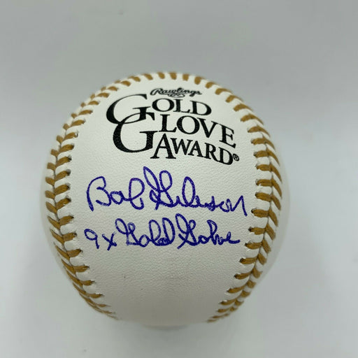 Bob Gibson "9 Gold Gloves" Signed Rawlings Gold Glove Baseball With JSA COA