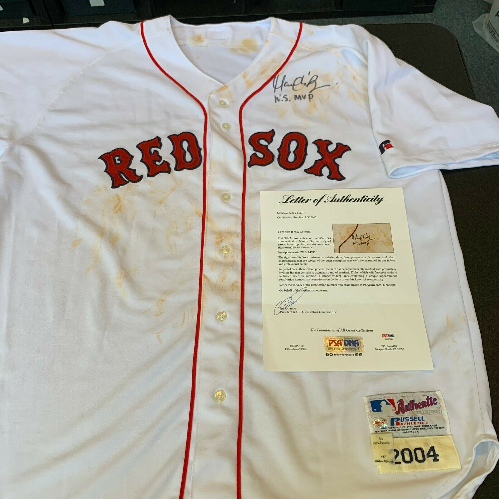 Manny Ramirez Signed 2004 Boston Red Sox Game Used Jersey With PSA