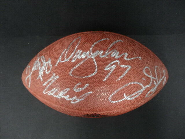 Derrick Thomas Brett Favre 1996 Pro Bowl Signed Wilson NFL Football PSA DNA COA