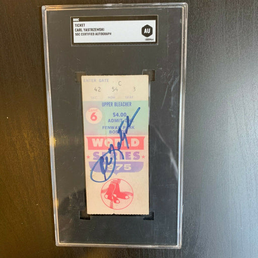 Carl Yastrzemski Signed 1975 World Series Ticket Carlton Fisk Home Run SGC